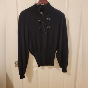 Black Women's Sweater with Toggle Accents